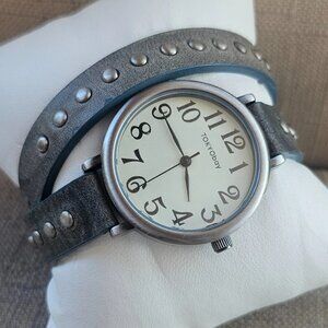 TOKYObay Ladies Wristwatch Olive Leather Wrap Strap Studd Analog Wrist Watch